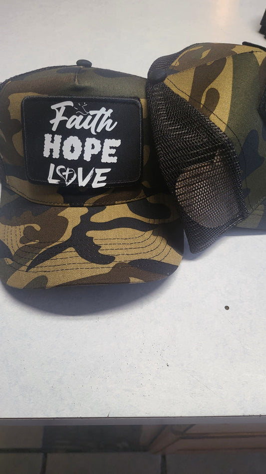 Faith Hope Love Trucker Hat(Camo)