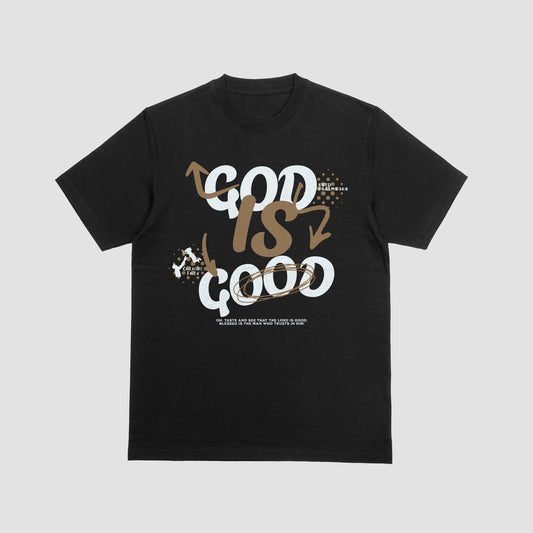 *GOD is Good* Brown+White print